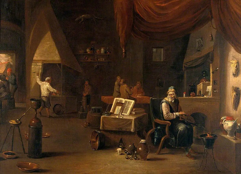 Un alquimista en su laboratorio - David Teniers el Joven