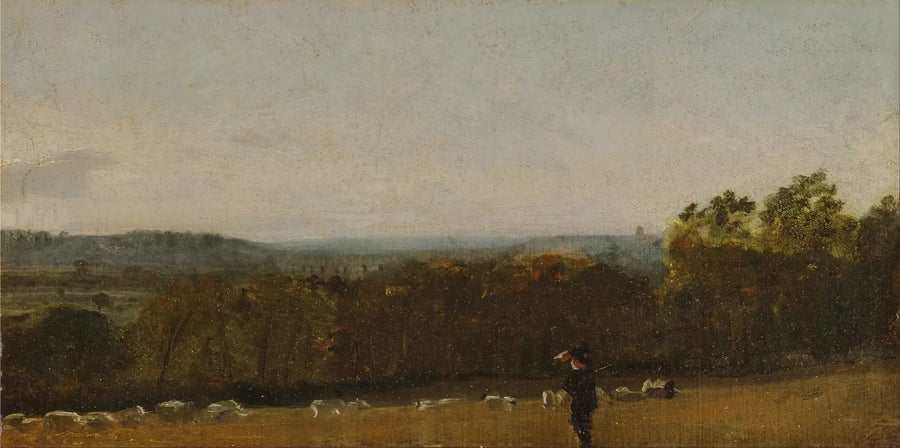 Un pastor en un paisaje mirando a través de Dedham Vale en dirección a Langham - John Constable