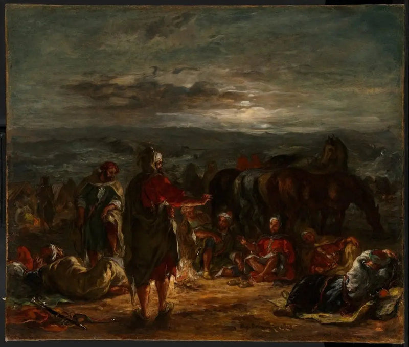 Un campamento árabe por la noche - Eugène Delacroix