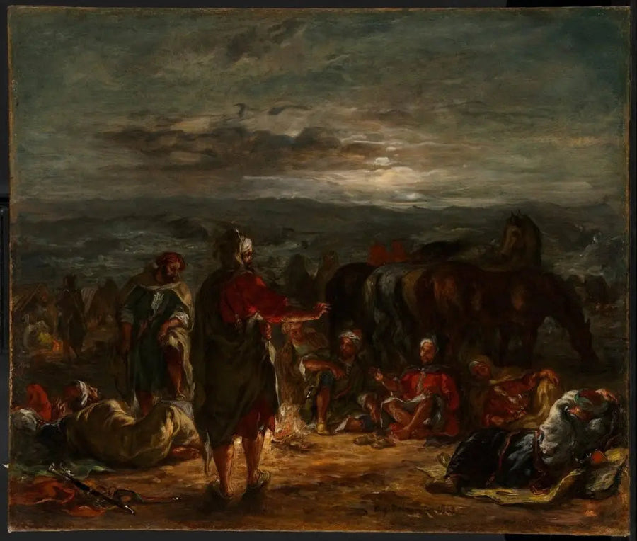Un campamento árabe por la noche - Eugène Delacroix
