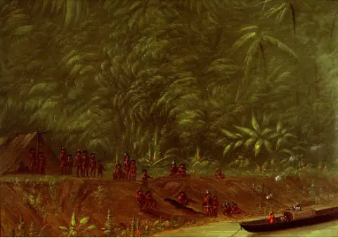 Un campamento de Mura - Boceto de barco - George Catlin