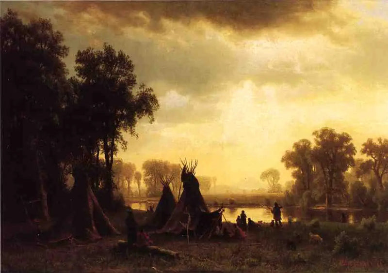 Un campamento indio - Albert Bierstadt
