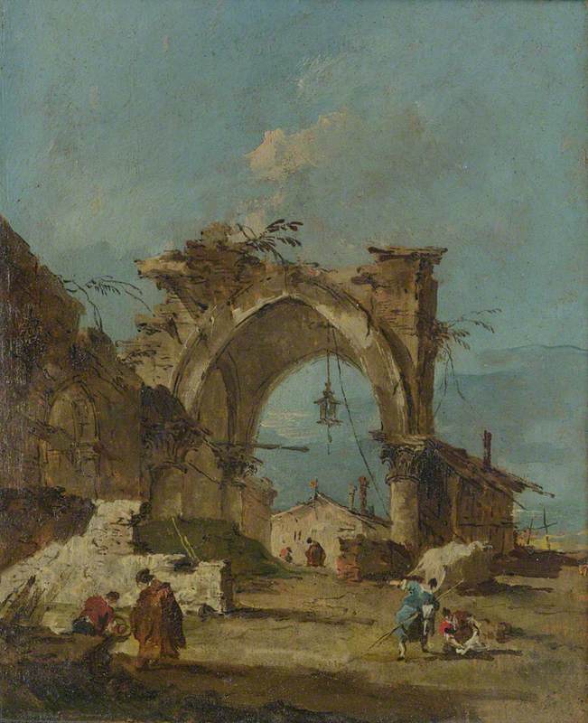 Un capricho con un arco en ruinas - Francesco Guardi