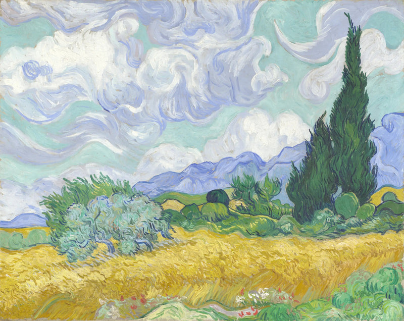Un campo de trigo con cipreses - Vincent van Gogh