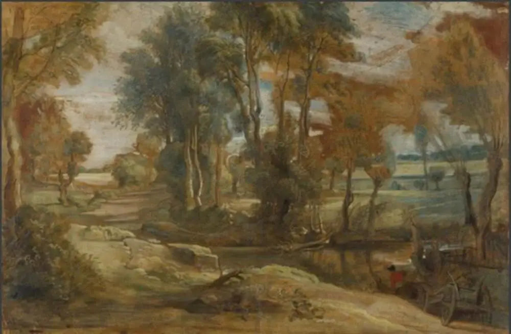 Un chariot traversant un ruisseau à gué - Peter Paul Rubens image 1 reproduction artisanale de tableau