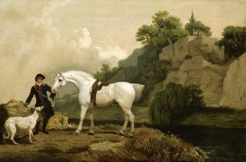 Un cazador de galgos con un cochero y un galgo en Creswell Crags - George Stubbs