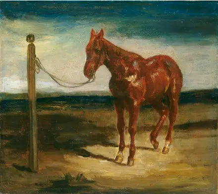 Un caballo atado a un poste - Eugène Delacroix