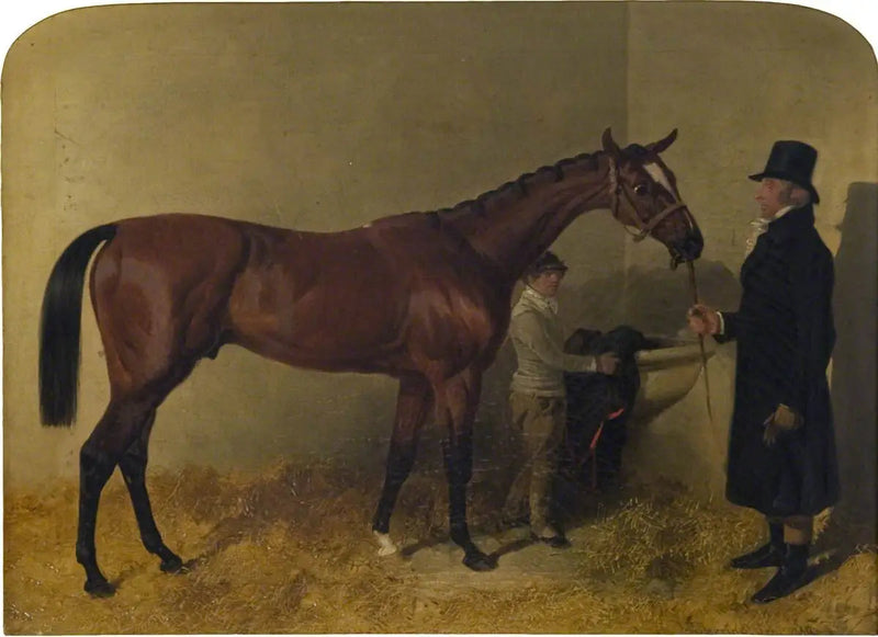 Un caballo de carreras alazán en un establo - John Frederick Herring, Sr.