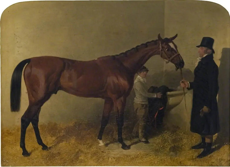 Un caballo de carreras alazán en un establo - John Frederick Herring, Sr.