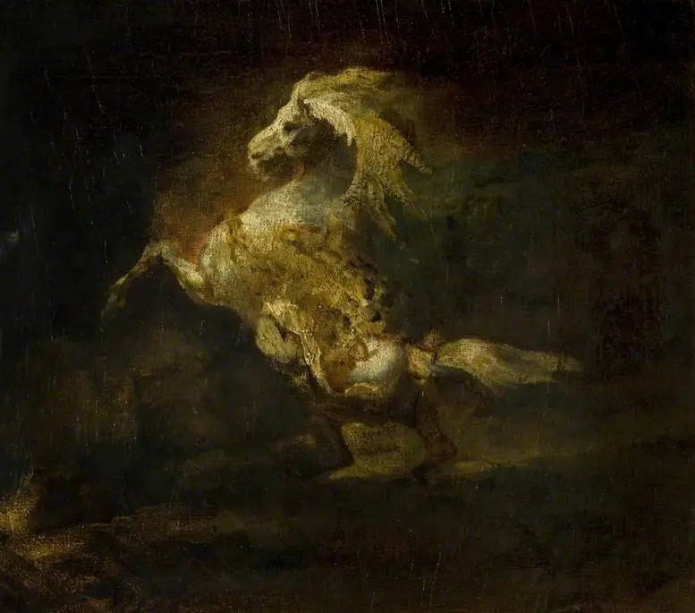 Un caballo gris alzado - Théodore Géricault