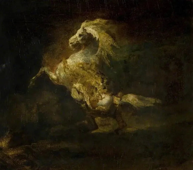 Un caballo gris alzado - Théodore Géricault