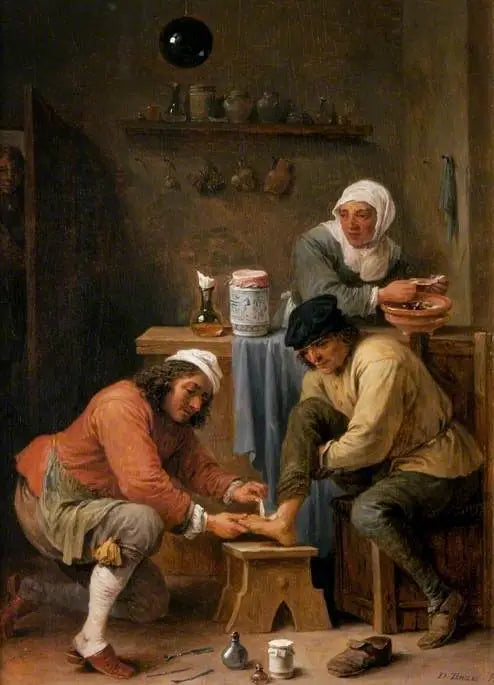 Un cirujano atendiendo el pie de un campesino - David Teniers el Joven