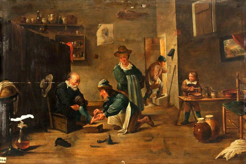 Un cirujano cura el pie de un hombre con un yeso - David Teniers el Joven