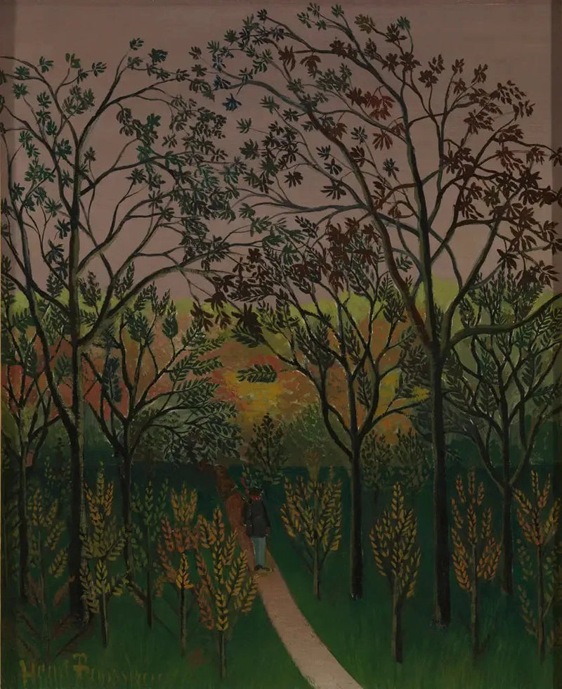 Un rincón del plateau de Bellevue. otoño, sol poniente - Henri Rousseau