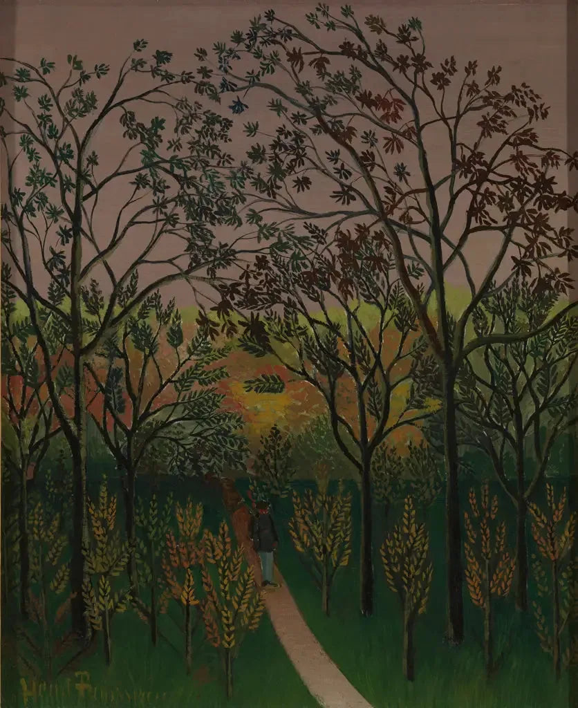 Un rincón del plateau de Bellevue. otoño, sol poniente - Henri Rousseau
