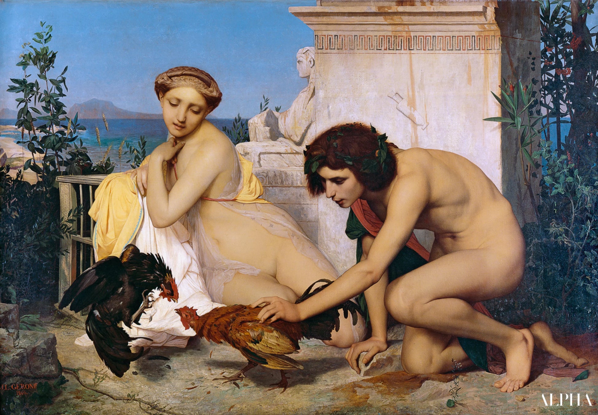 Un combat de coqs - Jean-Léon Gérôme - Reproductions de tableaux et peintures haut de gamme