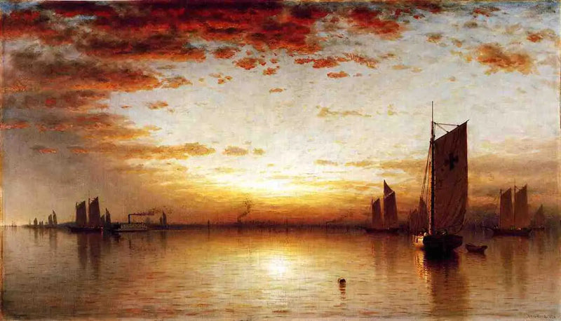 Una puesta de sol, bahía de Nueva York - Sanford Robinson Gifford
