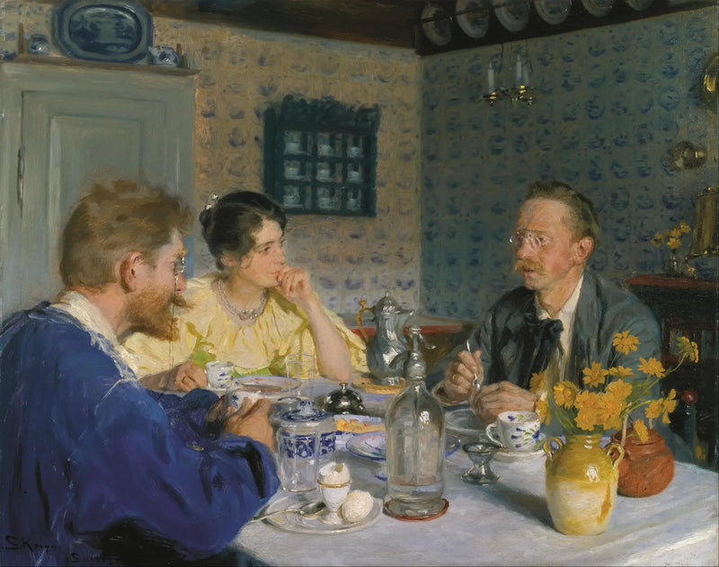 Un almuerzo. El artista, su esposa y el escritor Otto Benzon - Peder Severin Krøyer
