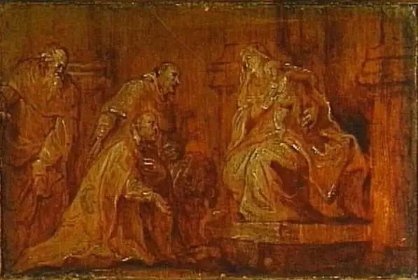 Un donante con dos santos patrones adorando a la Virgen con el Niño - Antoine van Dyck