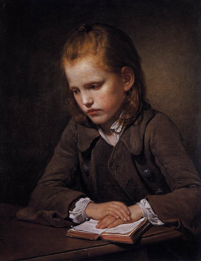 Un niño con un libro de lecciones - Jean-Baptiste Greuze