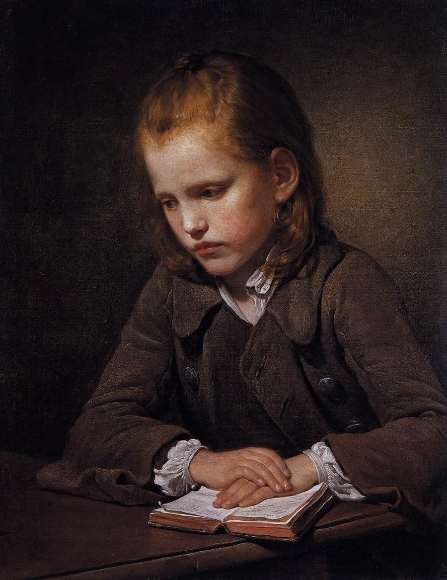 Un niño con un libro de lecciones - Jean-Baptiste Greuze