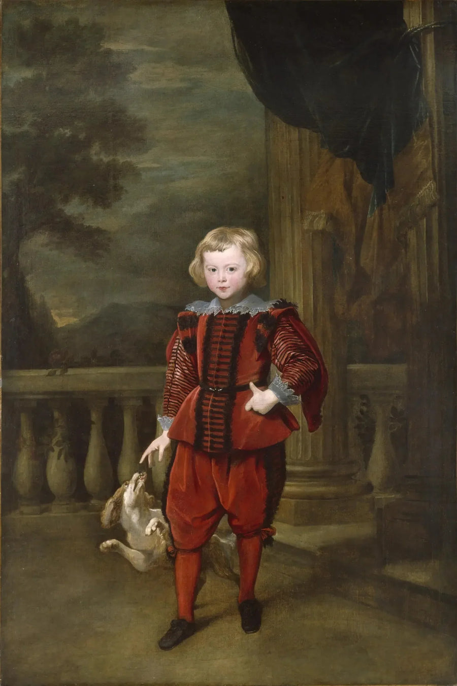 Un niño de pie en una terraza - Antoine van Dyck