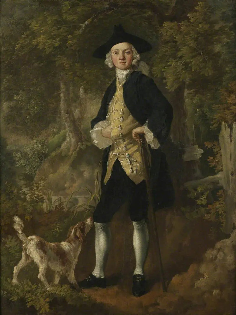 Un caballero con un perro en un bosque - Thomas Gainsborough