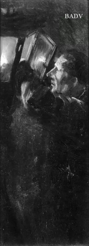 Un hombre encendiendo una linterna - Adolph von Menzel