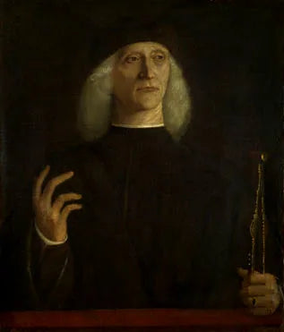 Un hombre con un compás (?) - Gentile Bellini