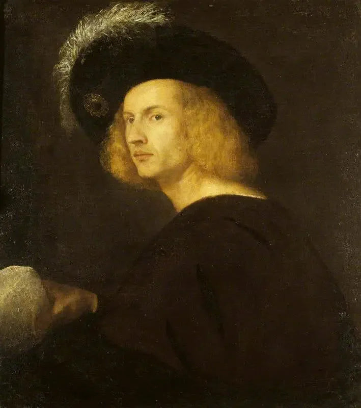 Un hombre desconocido con sombrero de plumas negras - Titian