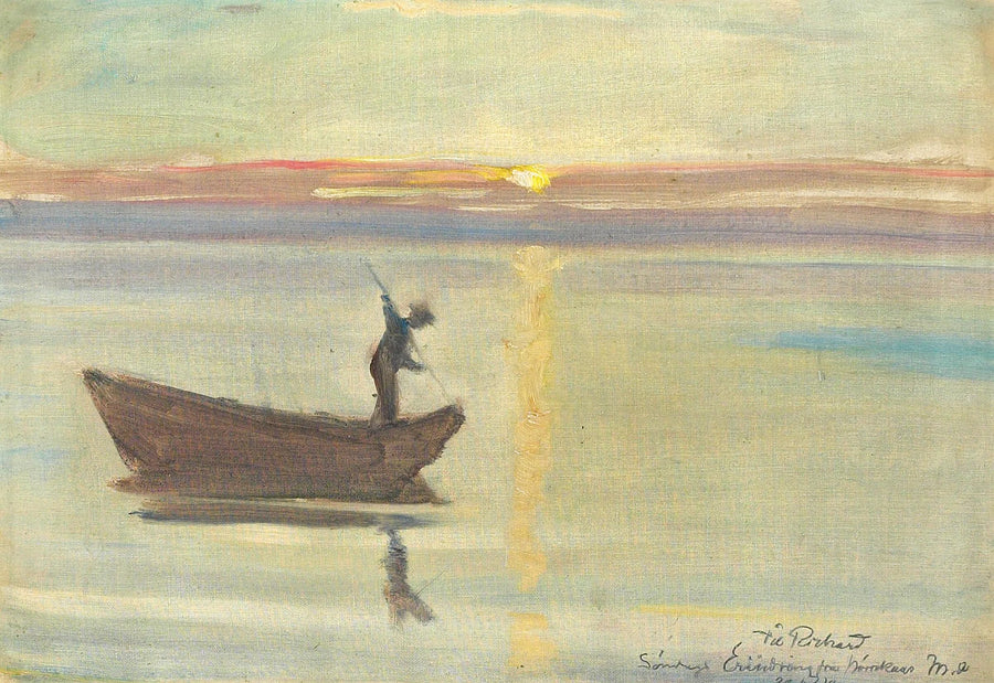 Un hombre pescando anguilas con un arpón. -Michael Peter Ancher