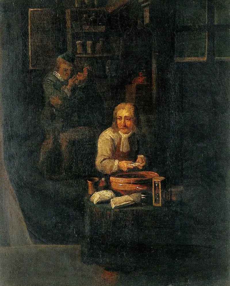 Un hombre preparando un yeso - David Teniers el Joven