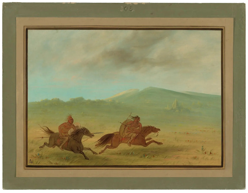 Un indio Osage persiguiendo a un Camanche - George Catlin