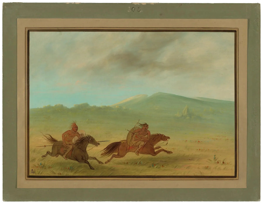 Un indio Osage persiguiendo a un Camanche - George Catlin