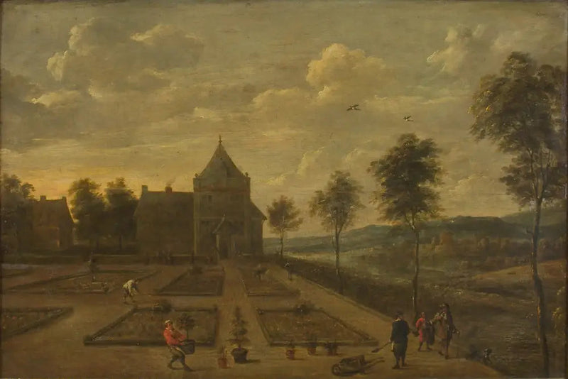 Un jardín frente a una casa de campo - David Teniers el Joven