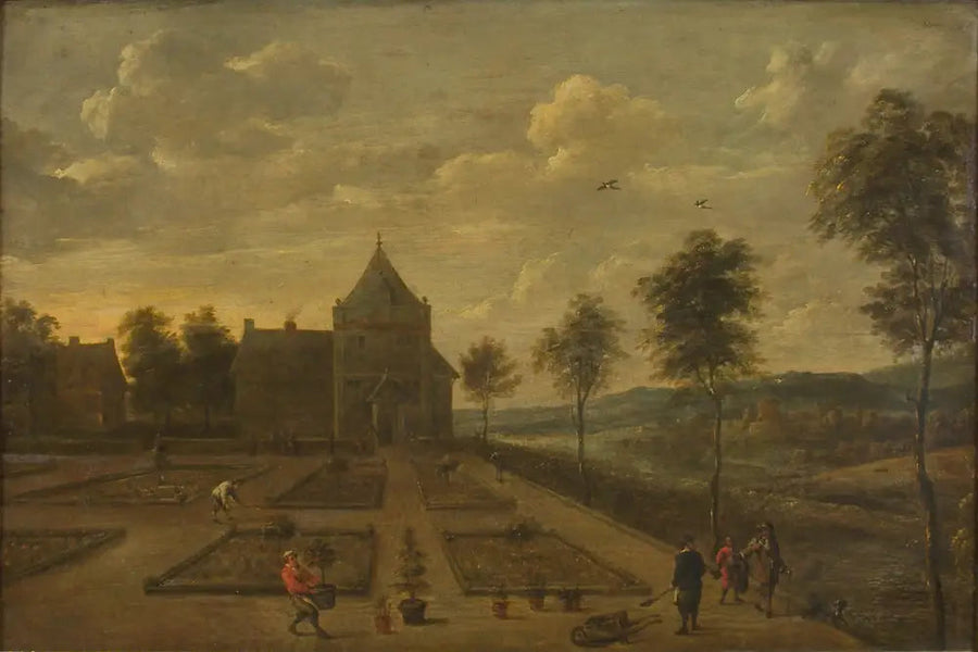 Un jardín frente a una casa de campo - David Teniers el Joven
