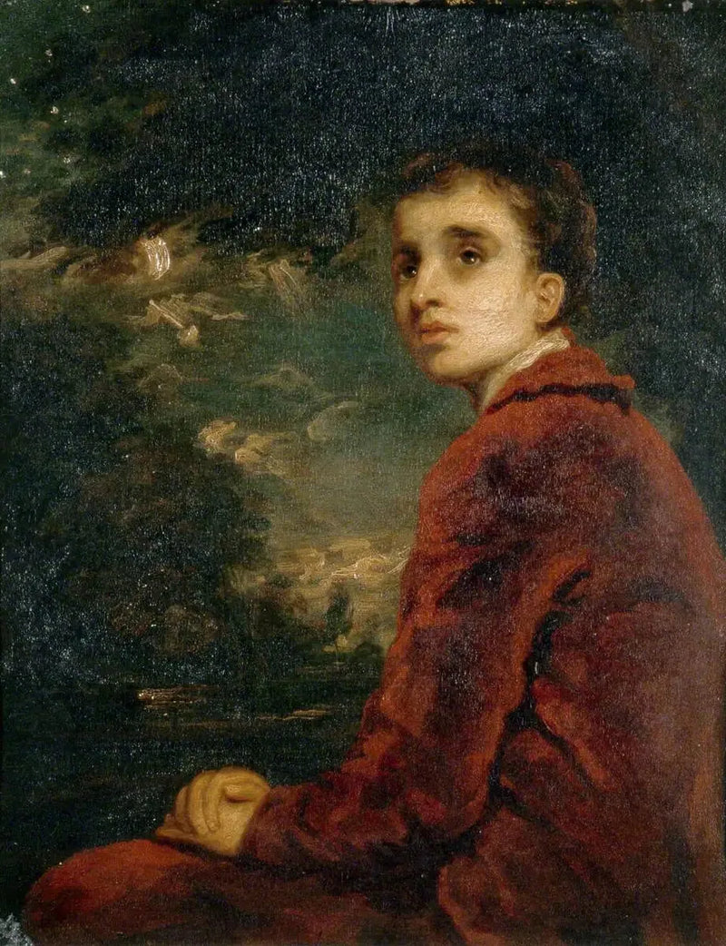 Un joven contemplativo (supuestamente el hijo del artista Mather Brown) - Joshua Reynolds