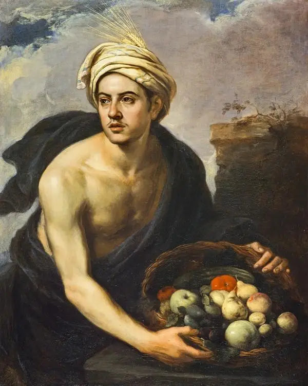 Un joven con una cesta de frutas (personificación del « verano ») - Bartolomé Esteban Murillo
