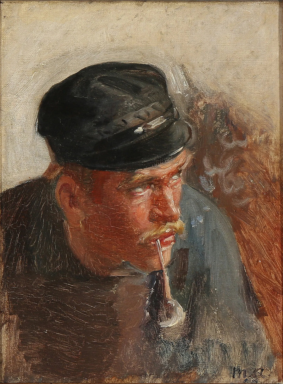 Un joven pescador fumando una pipa. - Michael Peter Ancher