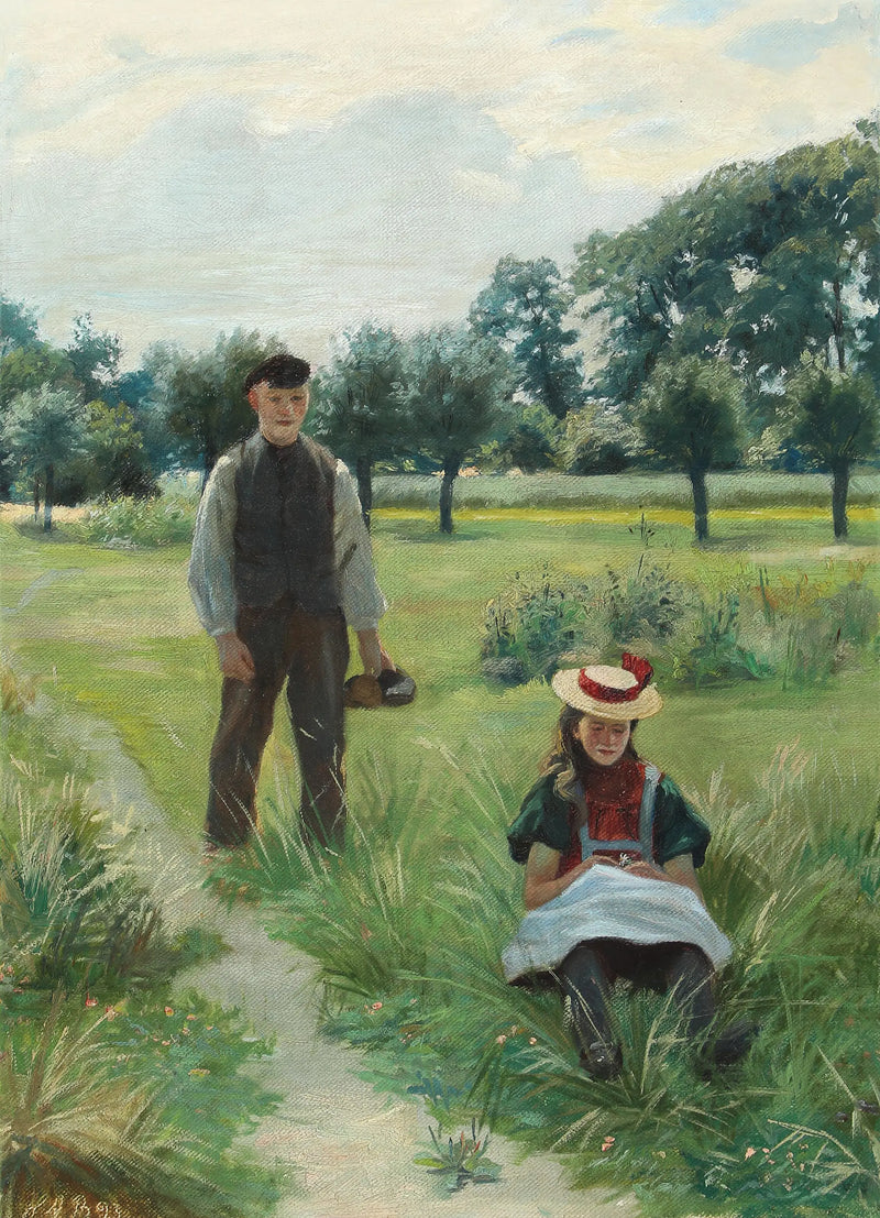 Un día de verano con un joven y una mujer. - H. A. Brendekilde