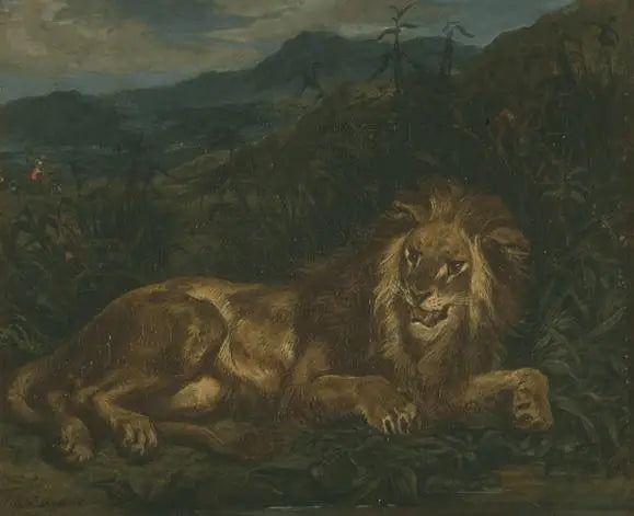 Un león en la fuente - Eugène Delacroix