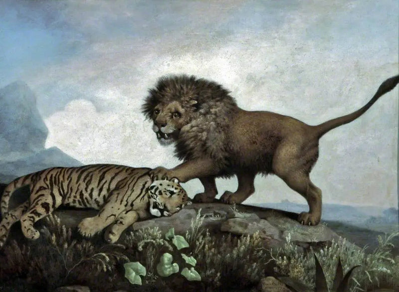 Un león y un tigre - George Stubbs