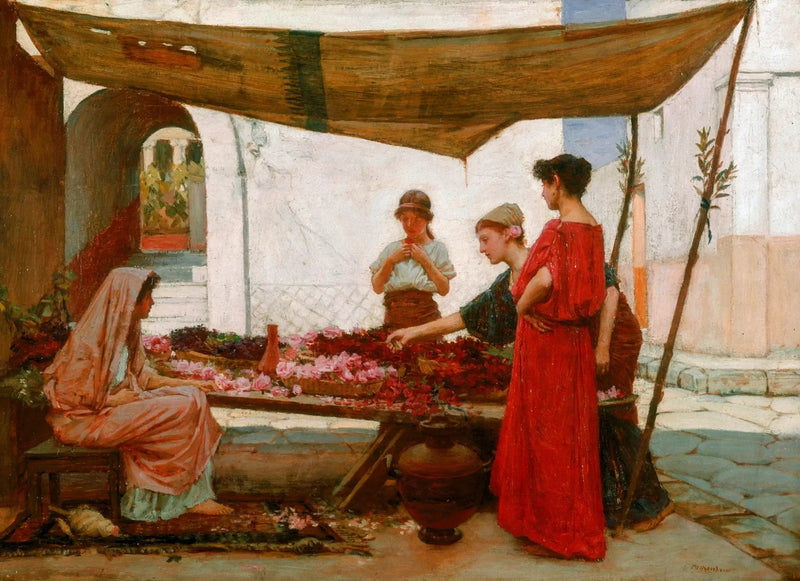 Un mercado de flores griego - John William Waterhouse