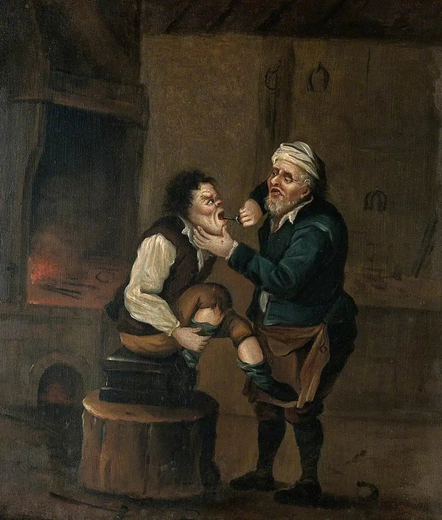Un herrador extrae un diente de la boca de un hombre - David Teniers el Joven