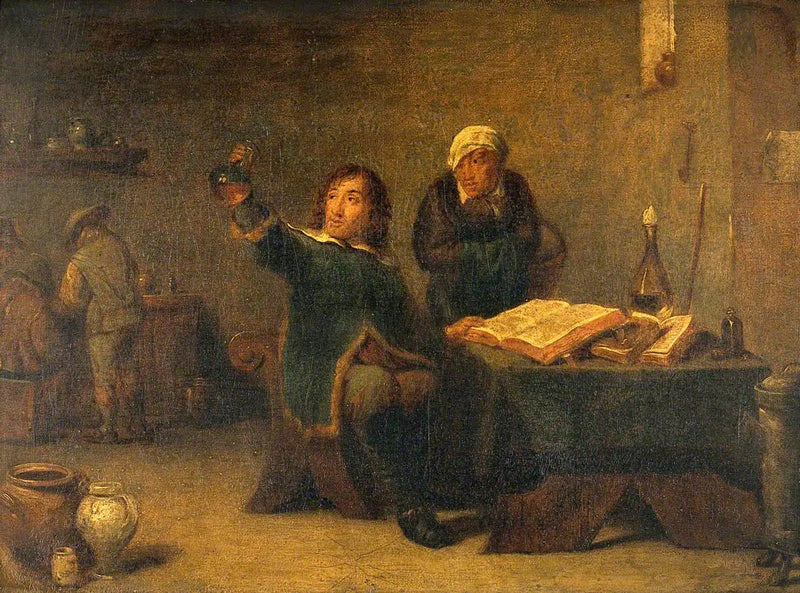Un médico examinando un frasco de orina - David Teniers el Joven