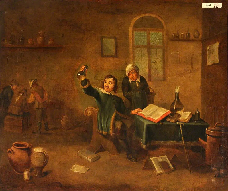 Un médico examinando un frasco de orina - David Teniers el Joven