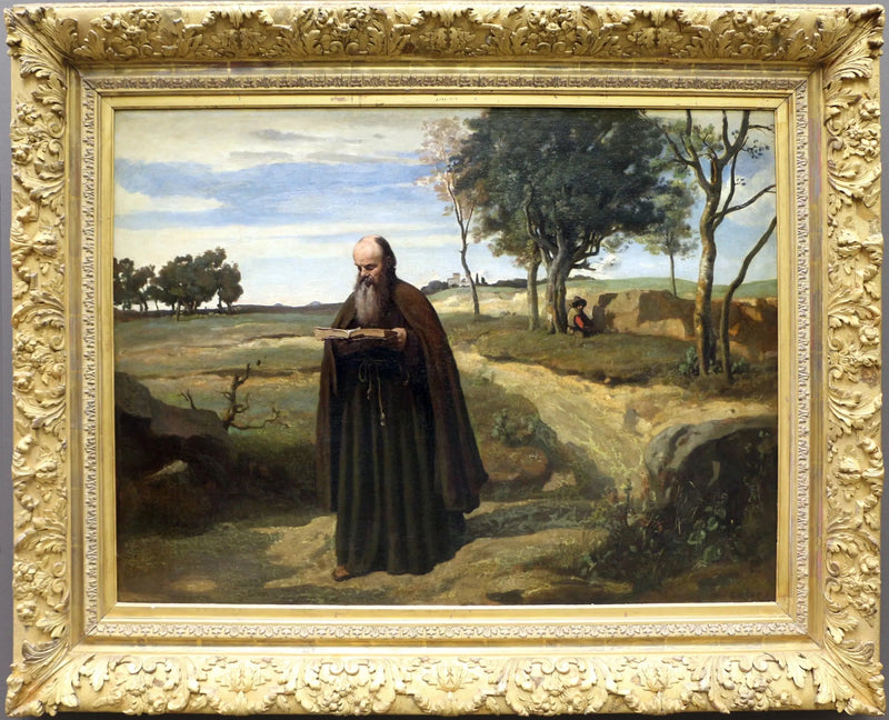 Un monje leyendo - Jean-Baptiste Camille Corot