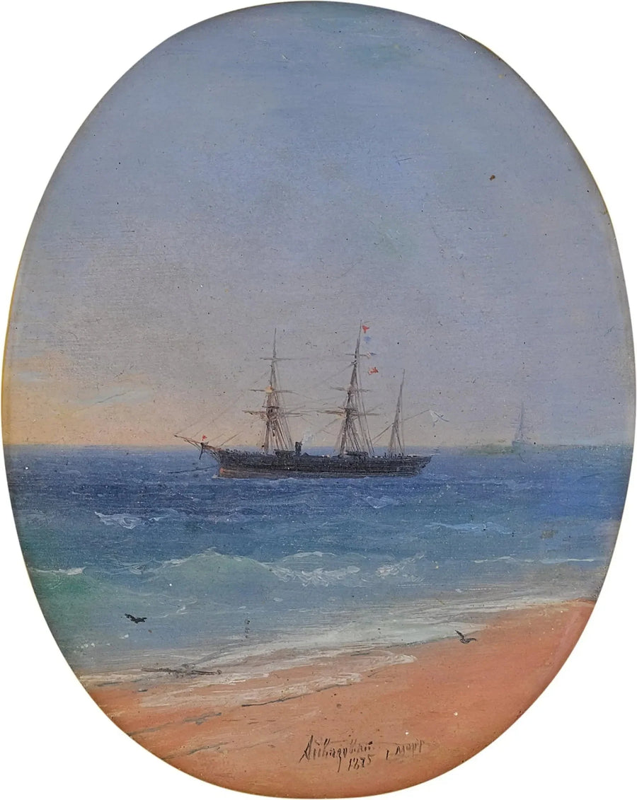 Un buque de la marina rusa frente a la costa - Ivan Aivazovski