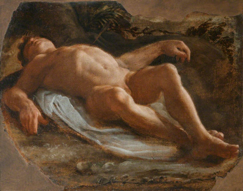 Un fragmento de un desnudo masculino alargado - Annibale Carracci