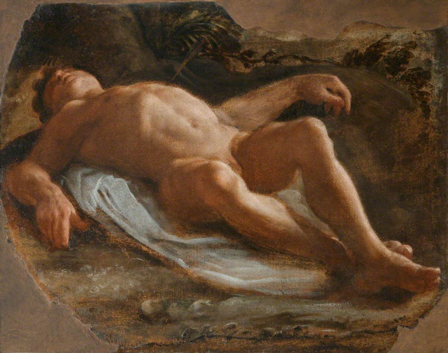 Un fragmento de un desnudo masculino alargado - Annibale Carracci